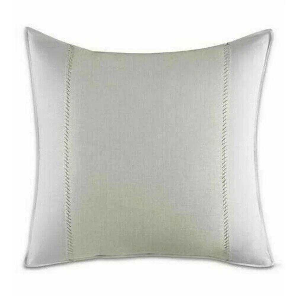 Vera Wang Painted Stripe European Euro Sham Aqua White Ramie Linen Dorm 26x26